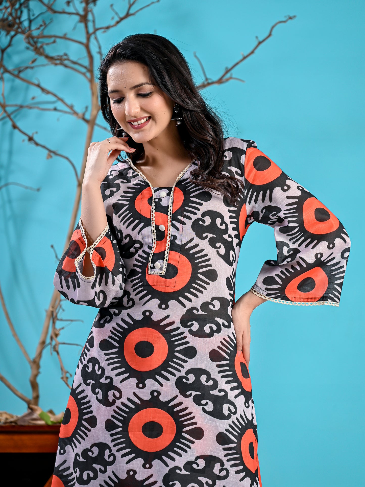 Black orange kurta set PC1001