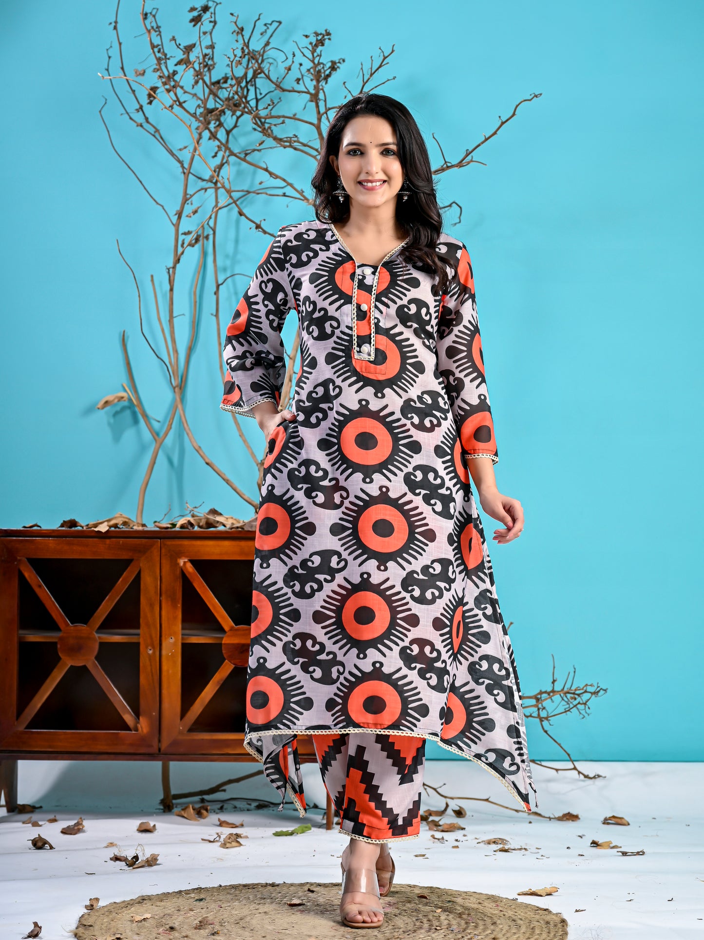 Black orange kurta set PC1001