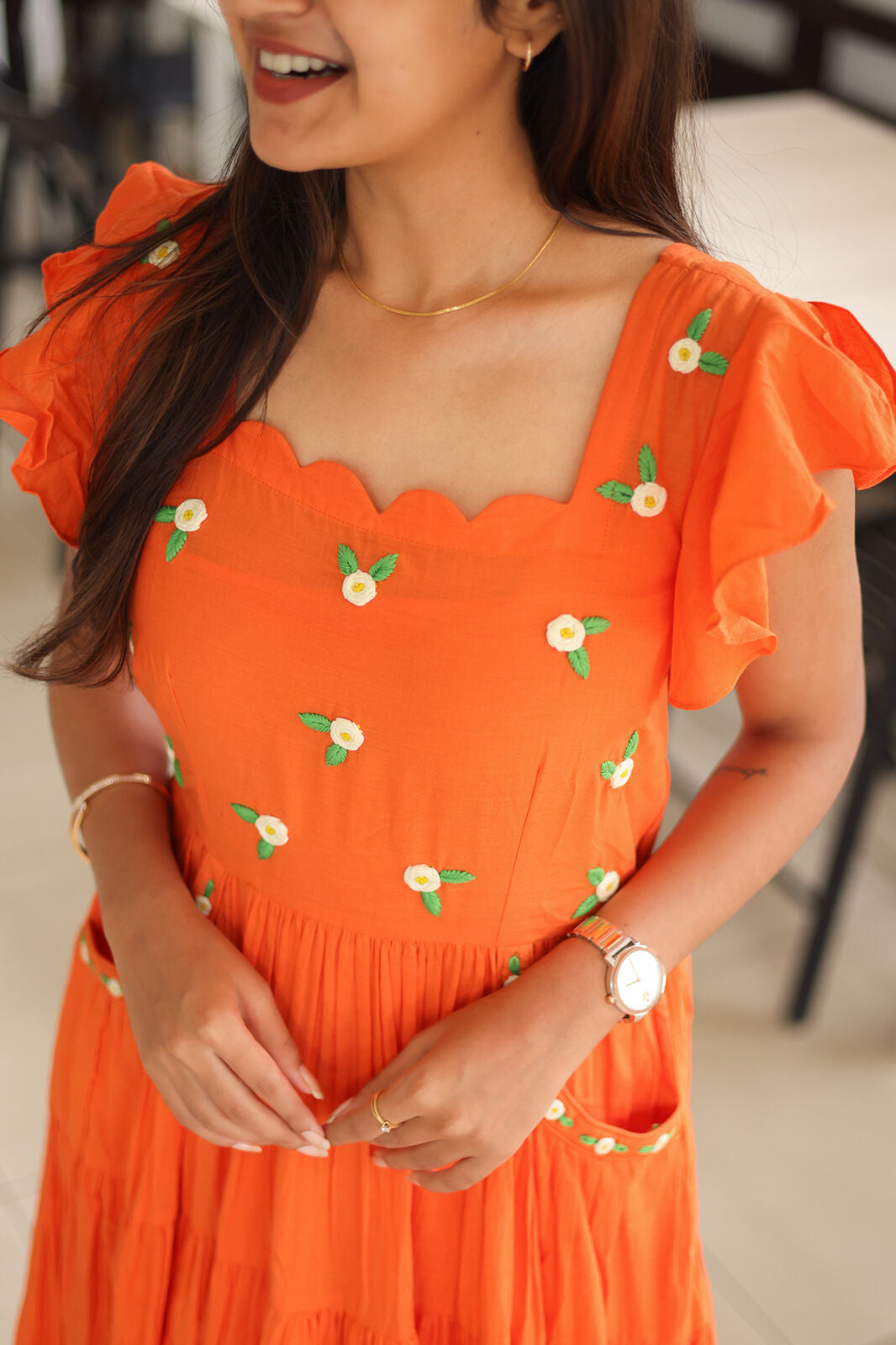 Orange Garden Midi Dress PC932N