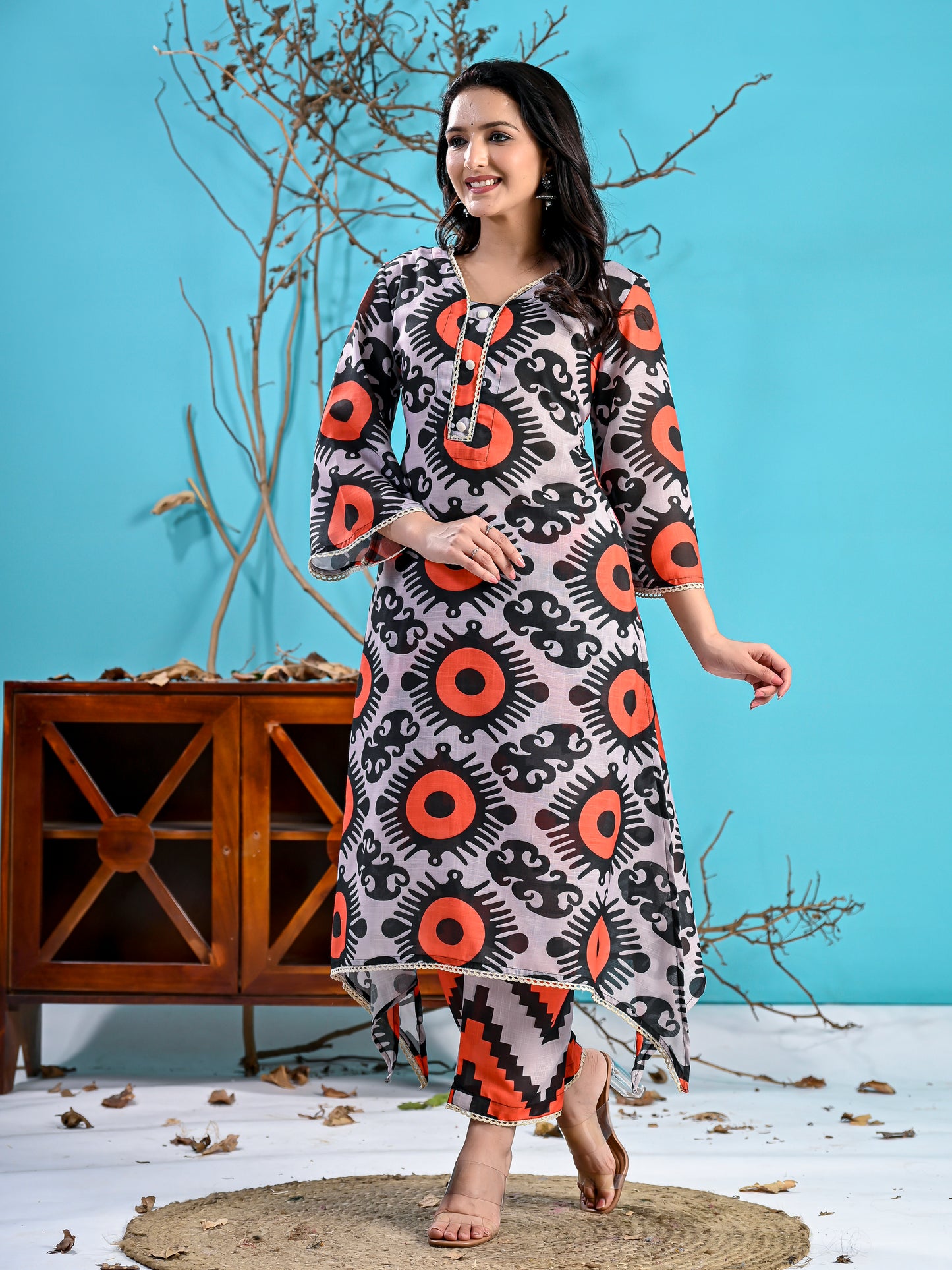 Black orange kurta set PC1001