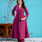 Wine cotton handwork kurta set pc1006