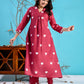 Maroon hearts printed kurta set PC1003