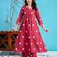 Maroon hearts printed kurta set PC1003