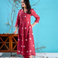 Maroon hearts printed kurta set PC1003