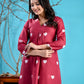 Maroon hearts printed kurta set PC1003