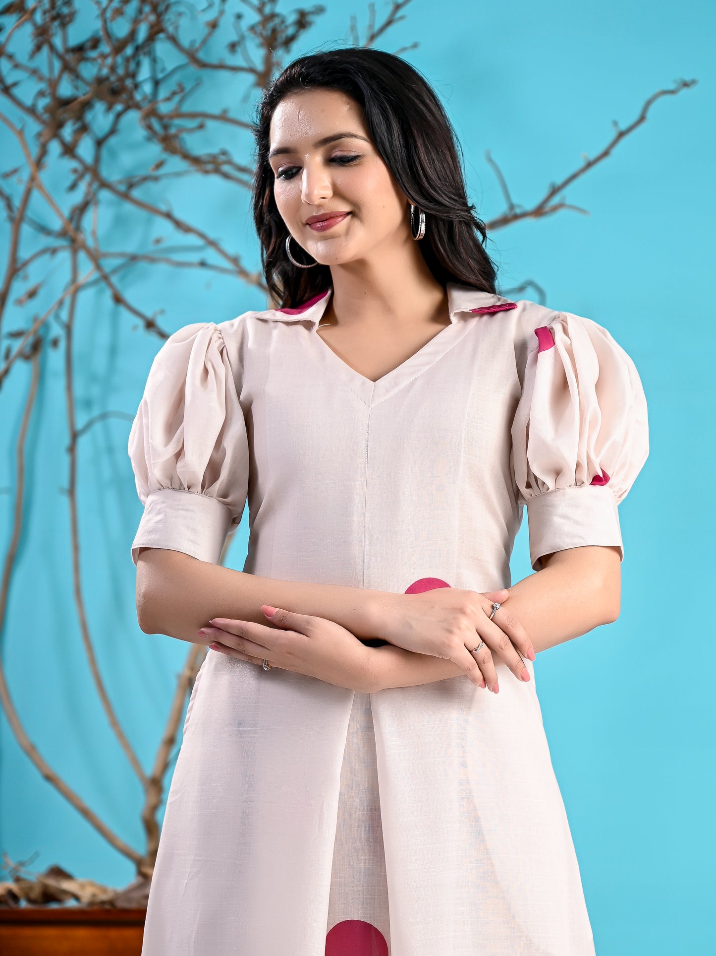 Pink polka kurta set PC1005