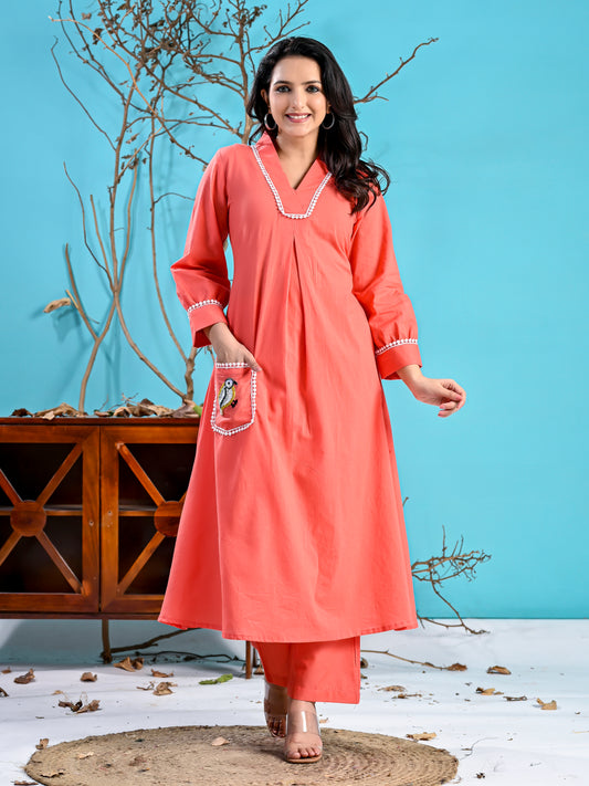 Peach Chidiya Kurta Set pc1008