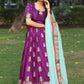 Prisha Purple Kanchi Border Pattu Anarkali Dress PC761N