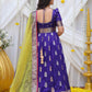 Queen Blue Kanchi Border Pattu Anarkali Dress PC762