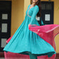 Ratrani Teal Blue Georgette Anarkali Suit Set PC755