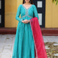 Ratrani Teal Blue Georgette Anarkali Suit Set PC755