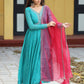 Ratrani Teal Blue Georgette Anarkali Suit Set PC755