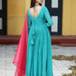 Ratrani Teal Blue Georgette Anarkali Suit Set PC755