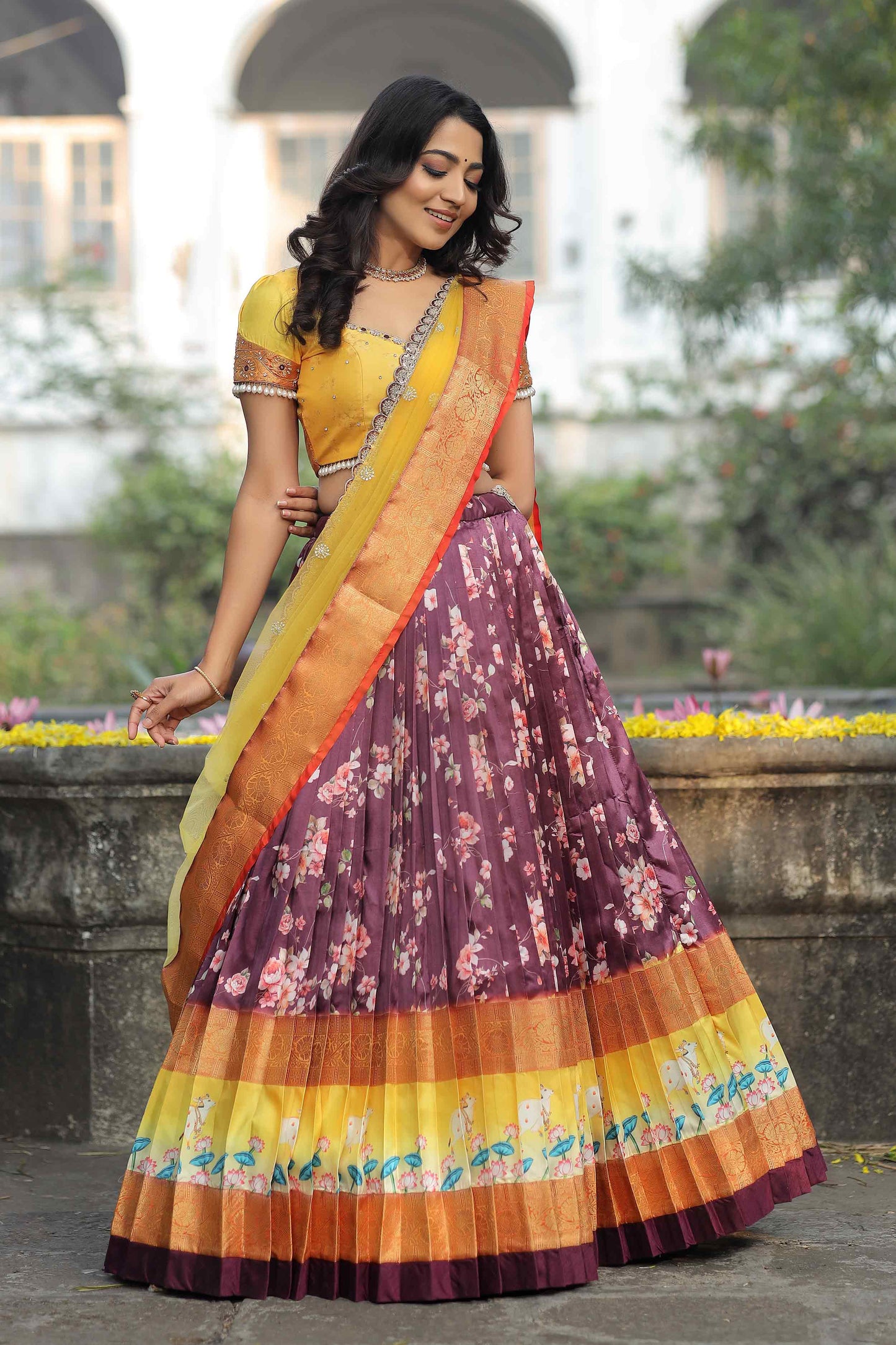 Rukmani Pichwai Floral Silk Lehenga Set PC793