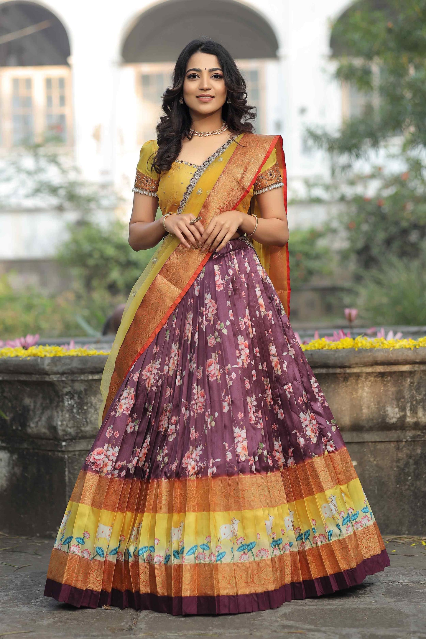 Rukmani Pichwai Floral Silk Lehenga Set PC793