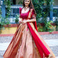 Saffron Half Saree Set In Wine PC736