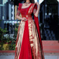 Saffron Half Saree Set In Wine PC736