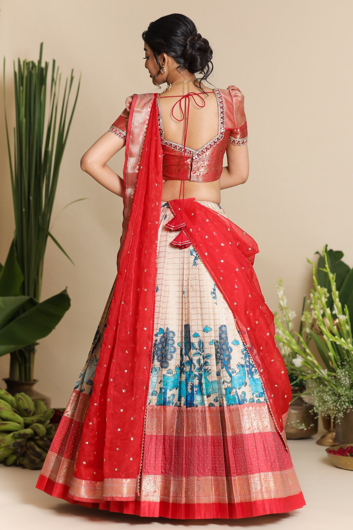 Saloni Banarasi Lehenga Set in Red PC797N