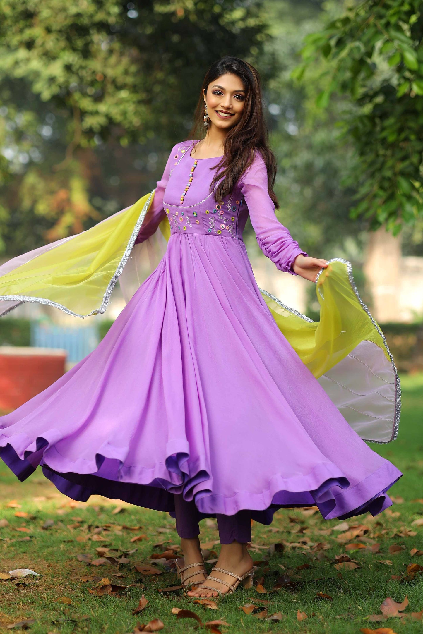 Sofiya Lilac Mirror Anarkali Dress PC742