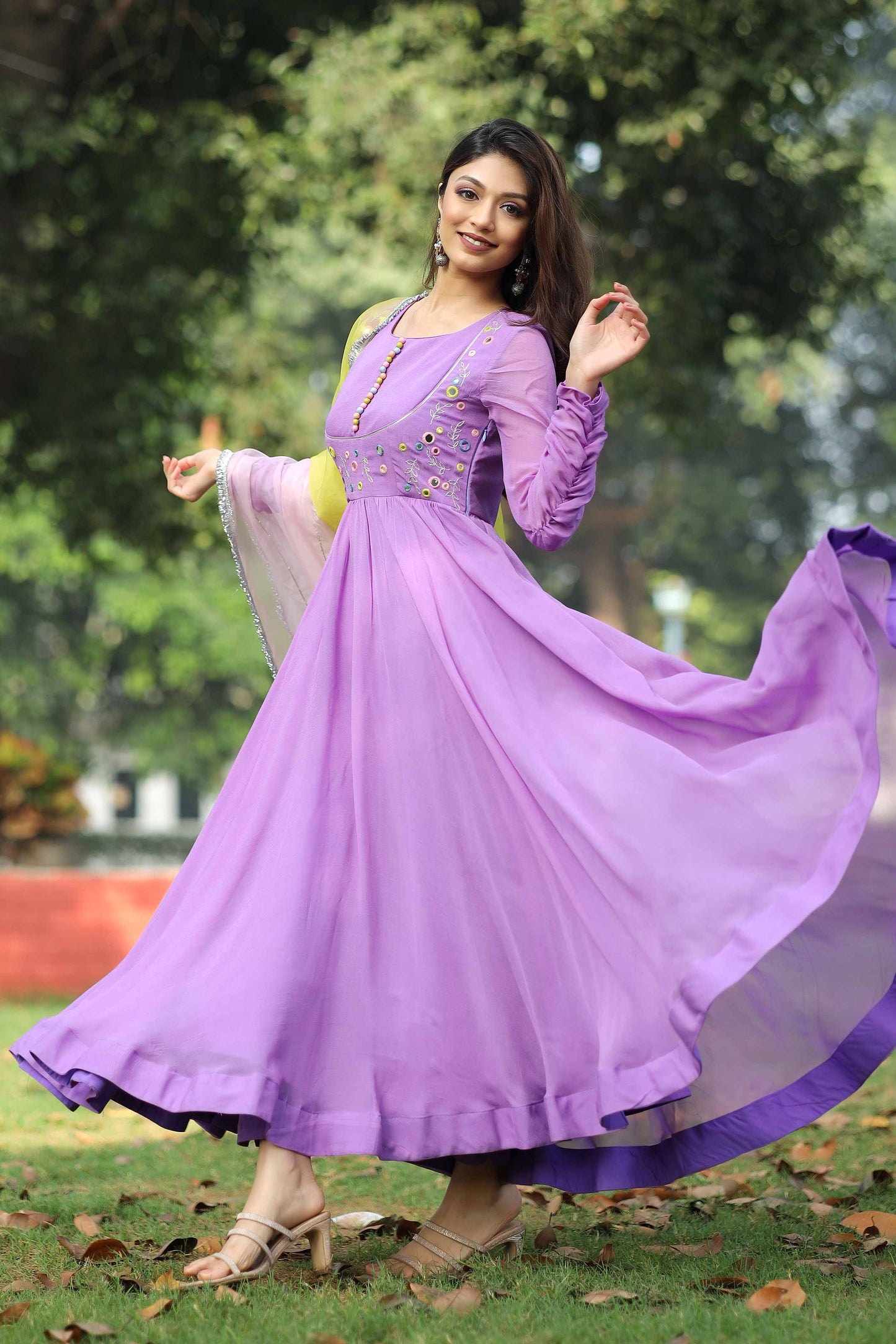 Sofiya Lilac Mirror Anarkali Dress PC742