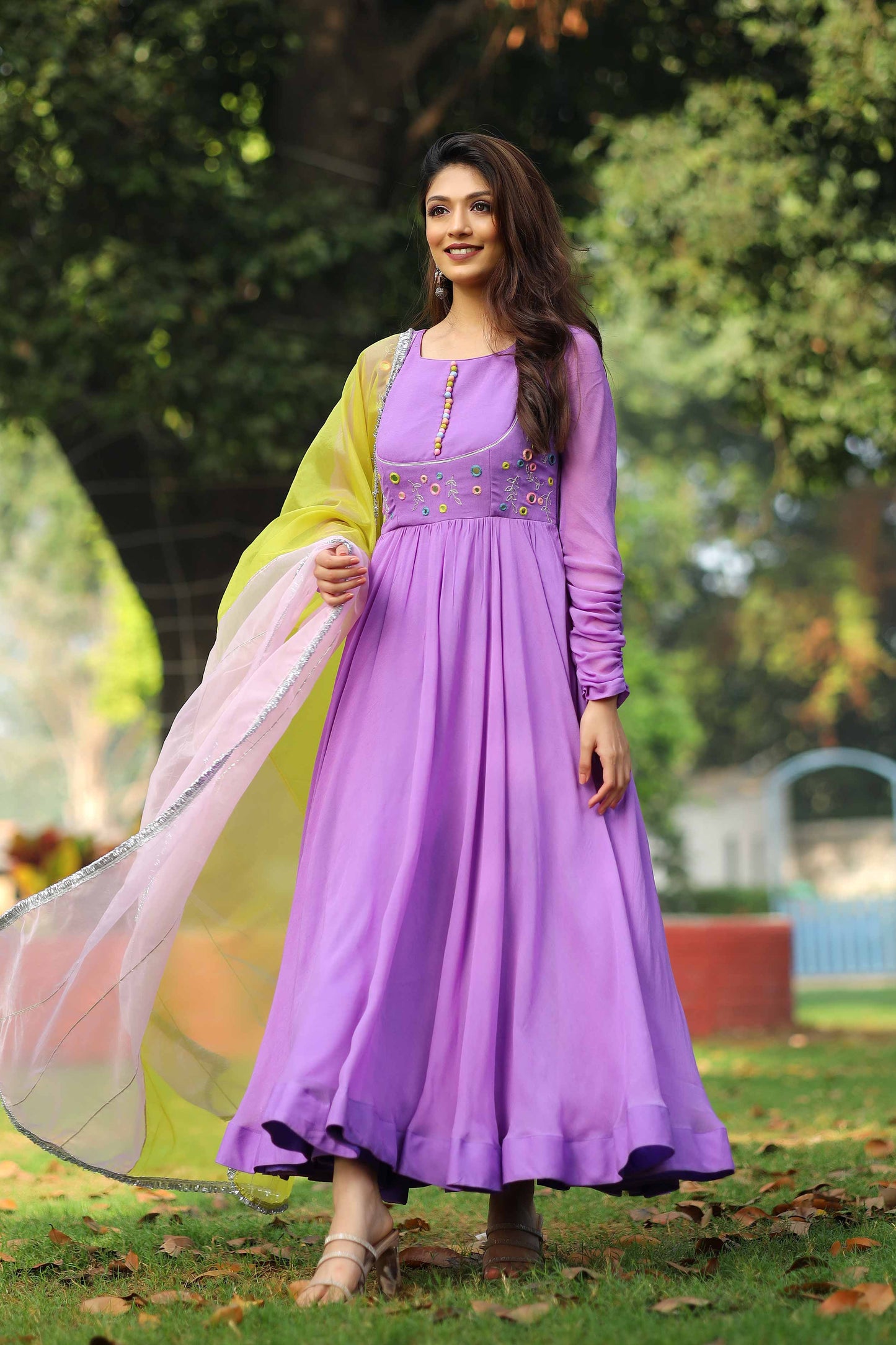 Sofiya Lilac Mirror Anarkali Dress PC742