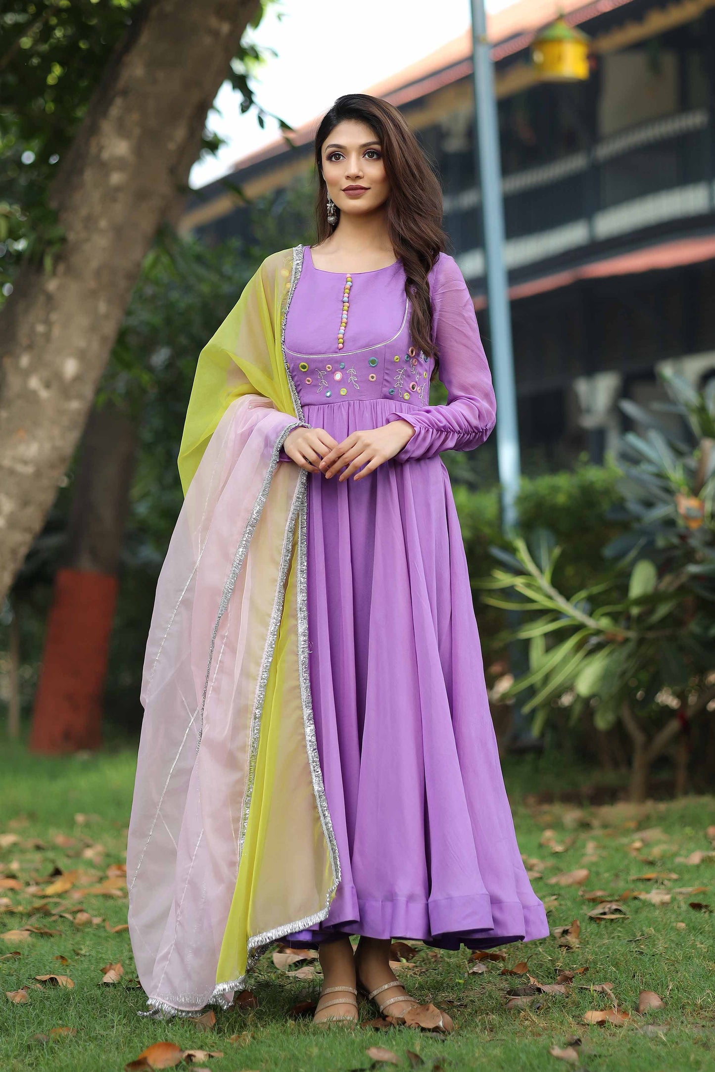 Sofiya Lilac Mirror Anarkali Dress PC742