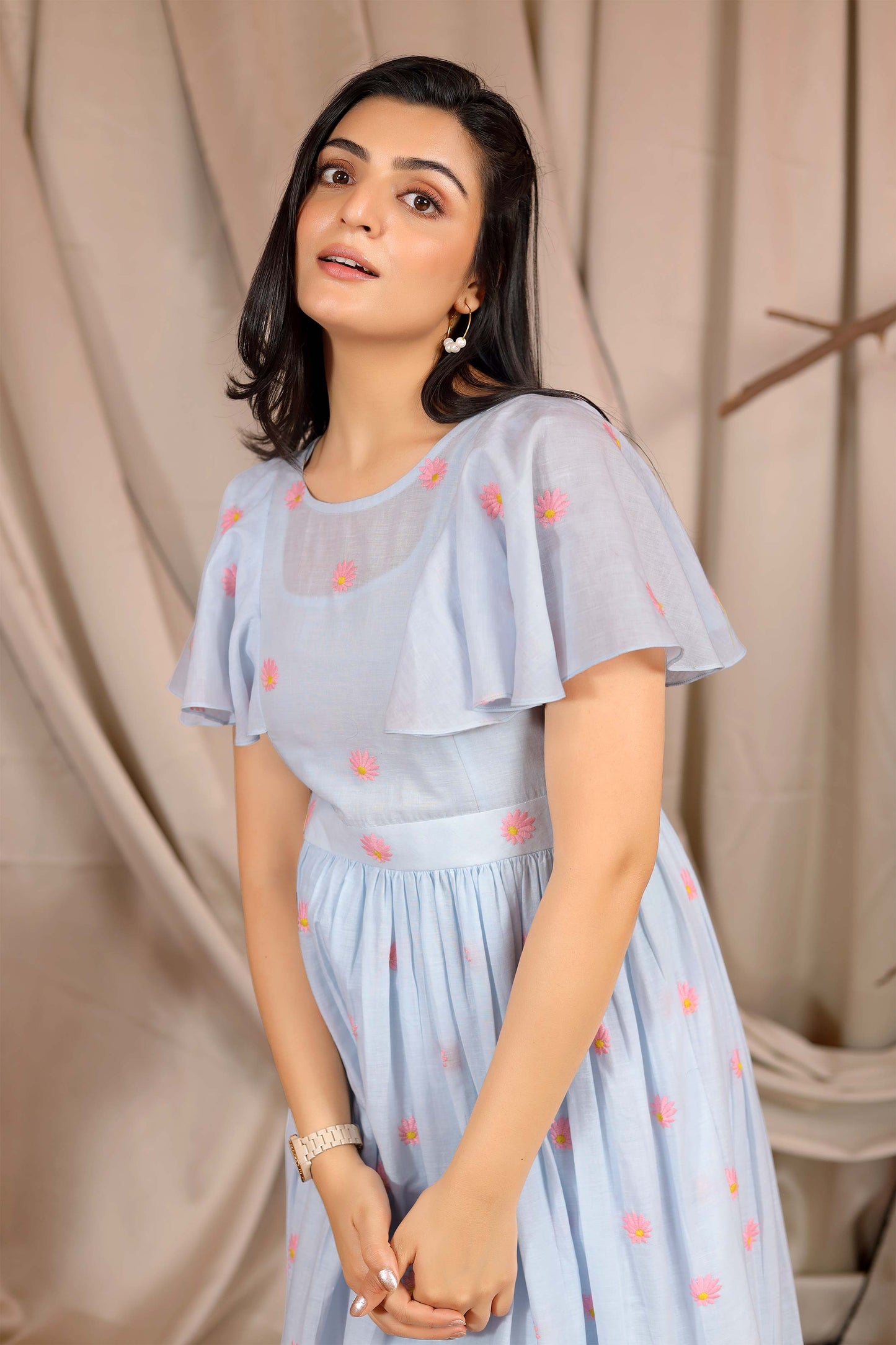 Starfish Summer Midi Dress in Powder Blue PC826