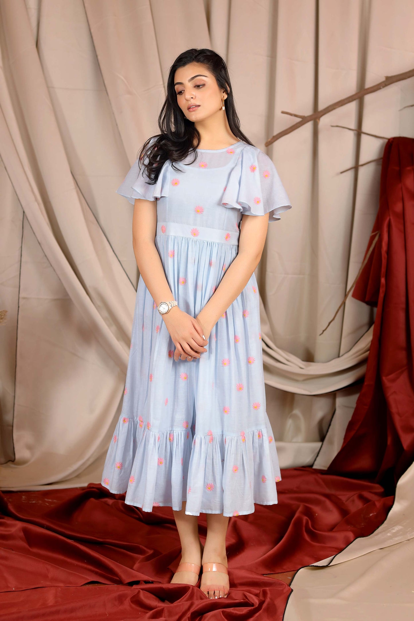 Starfish Summer Midi Dress in Powder Blue PC826