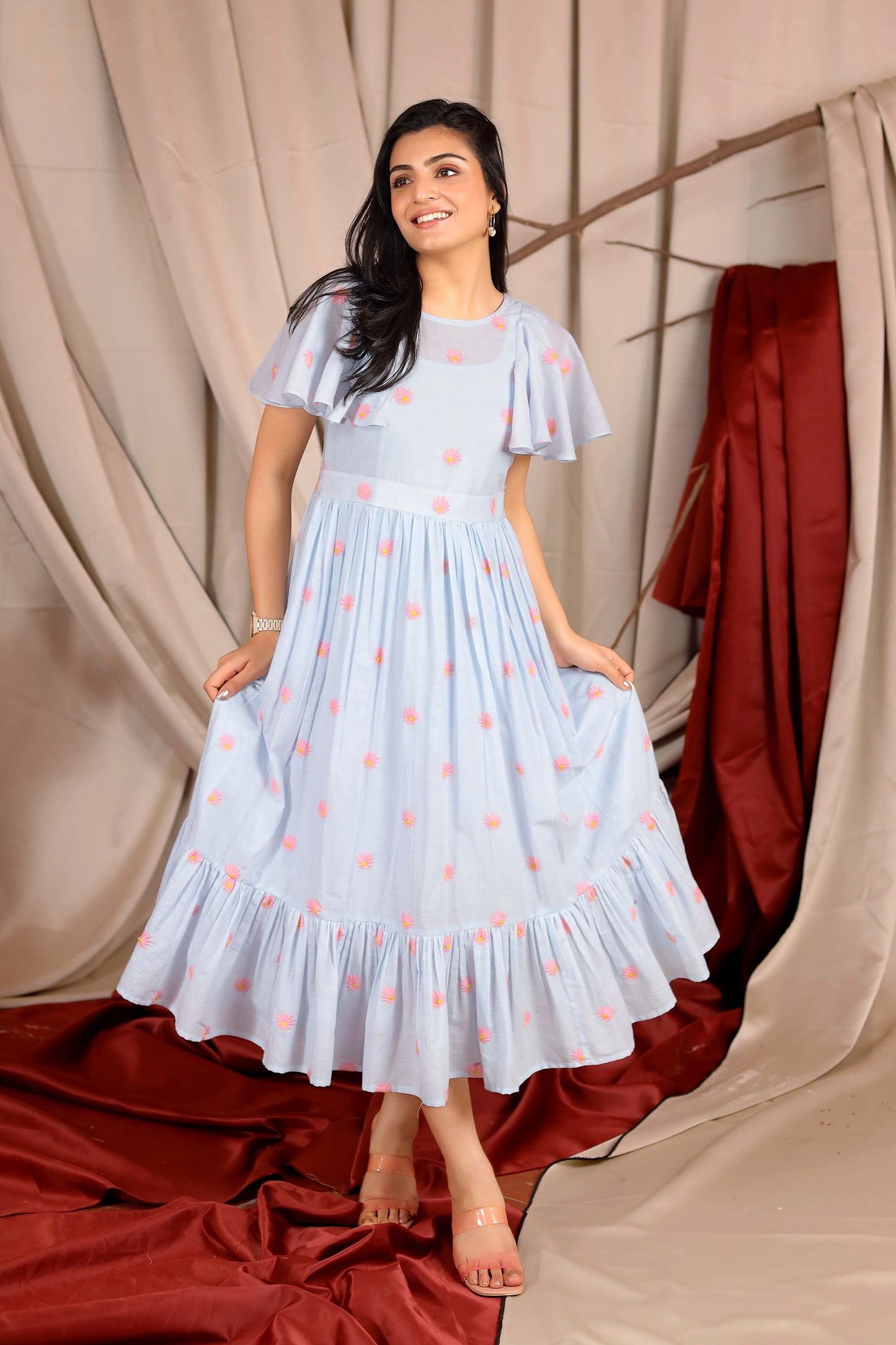 Starfish Summer Midi Dress in Powder Blue PC826