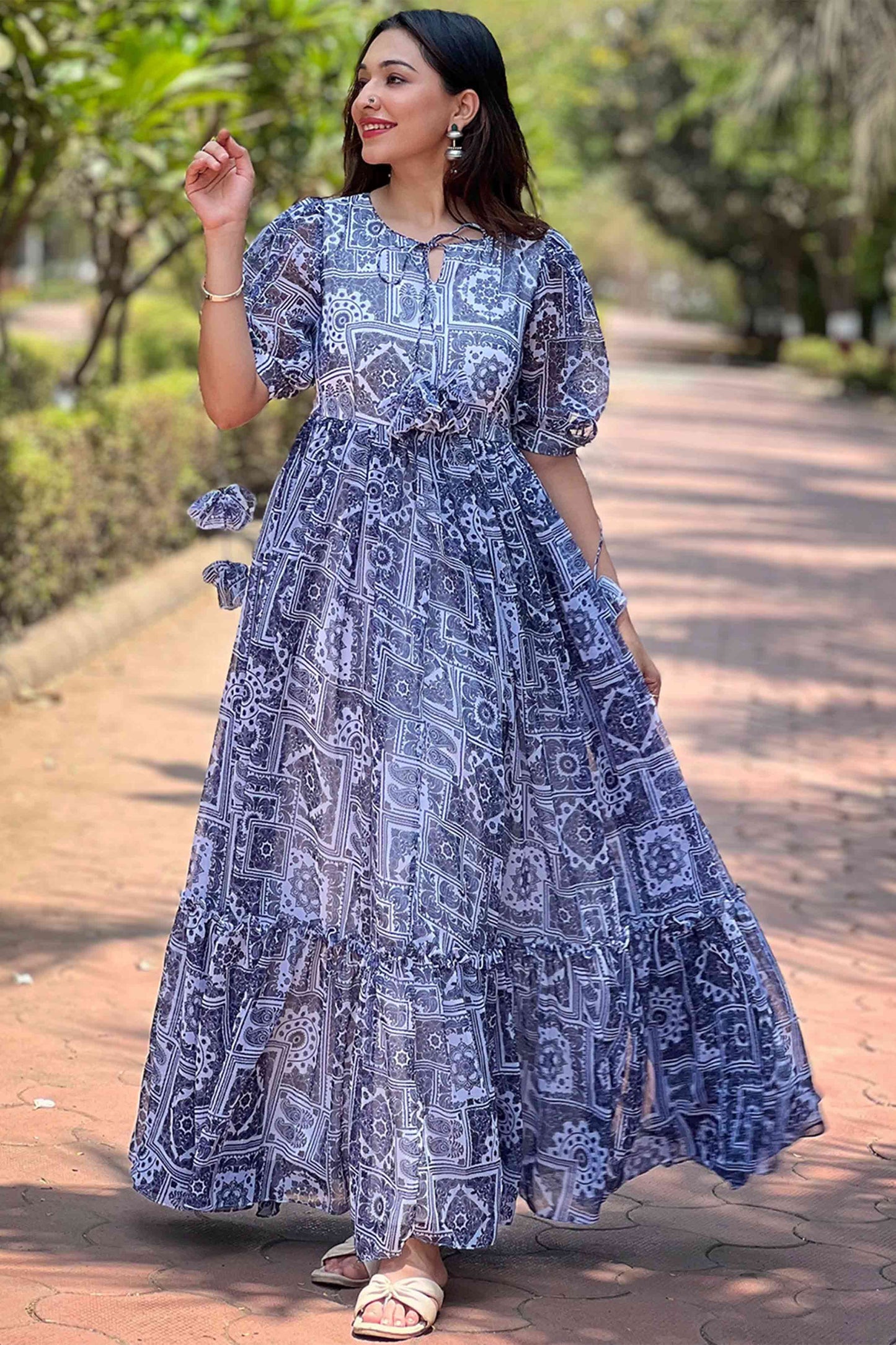 Suhana block print Long Gown PC872N