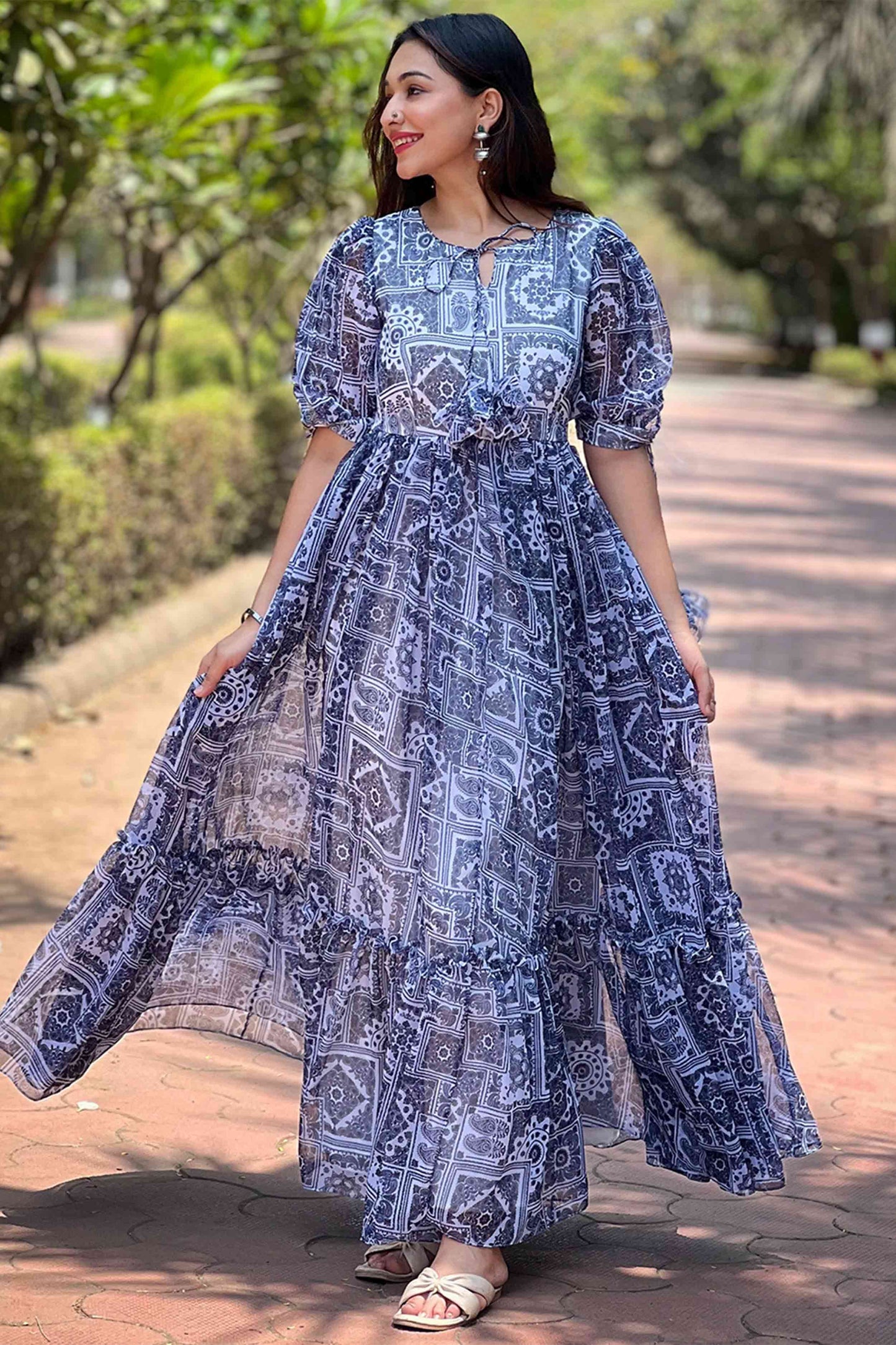 Suhana block print Long Gown PC872N