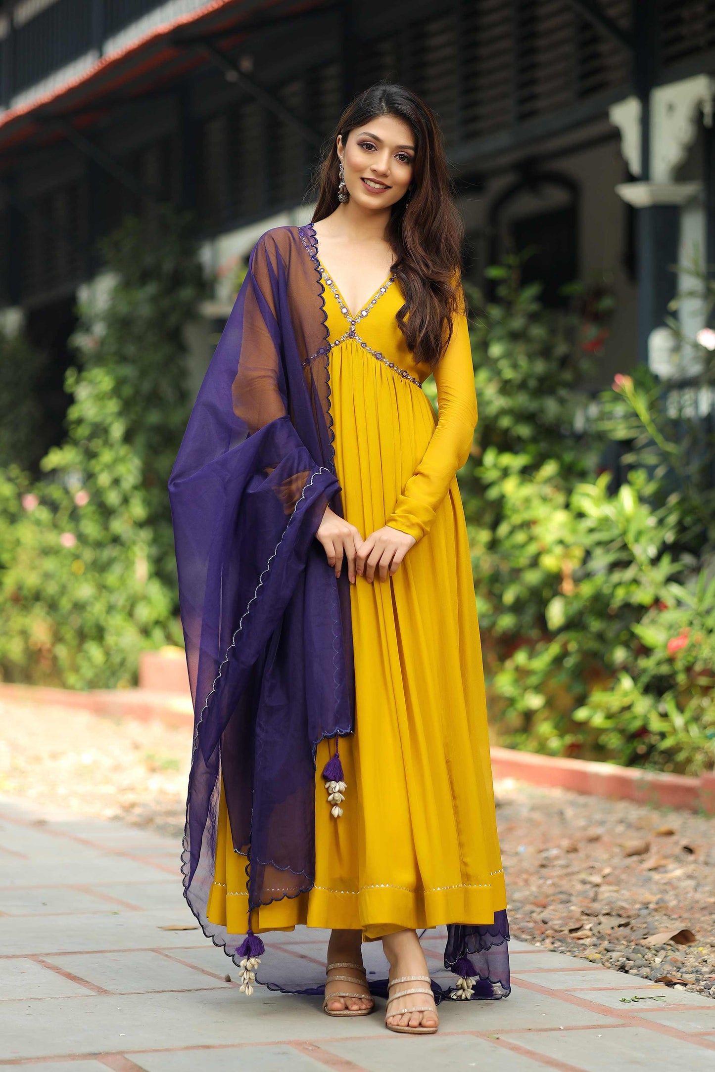 Suryamukhi Yellow Anarkali Set With Pent PC744