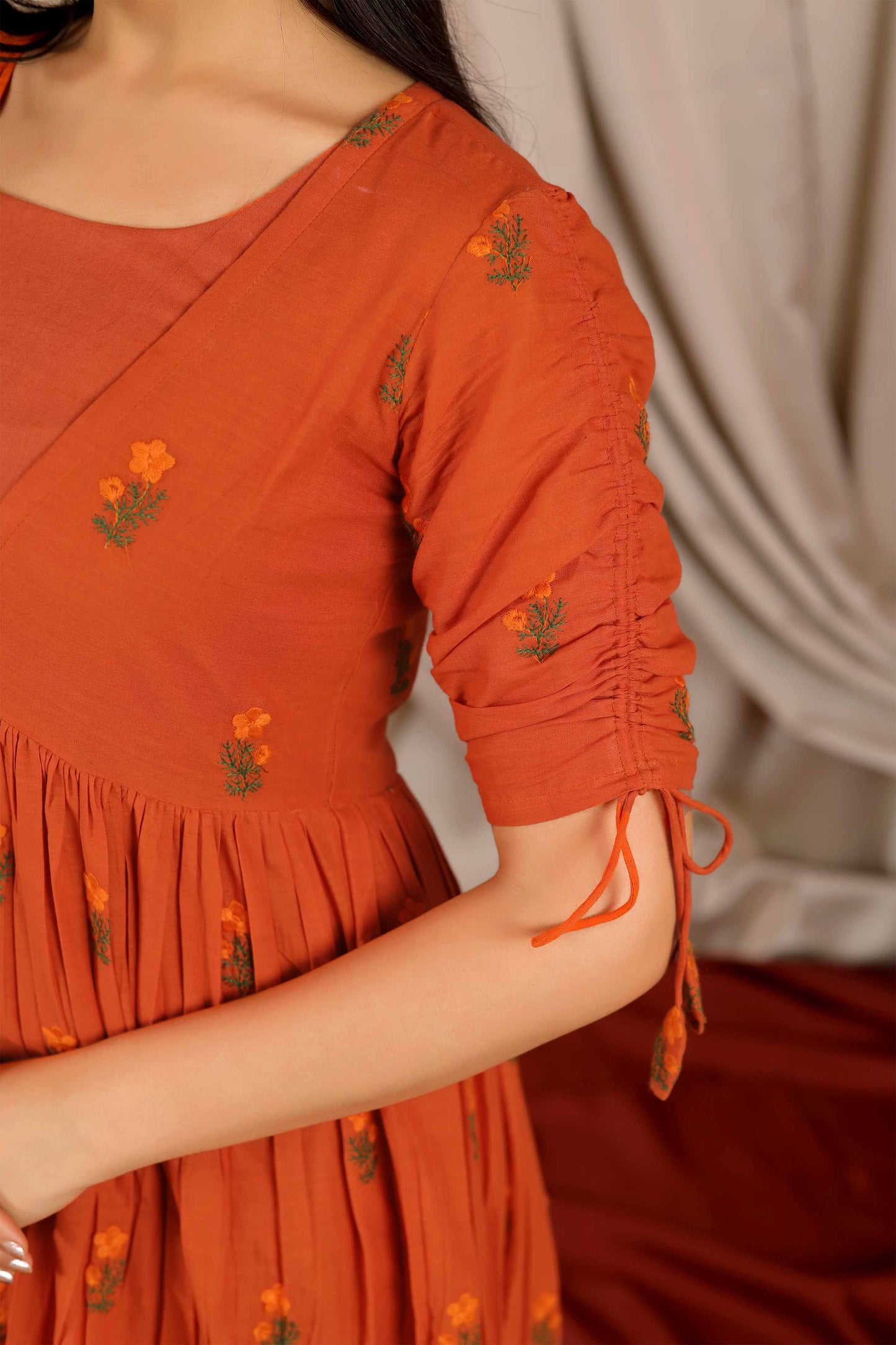 Tangerine Cotton Midi Dress in Yam PC816