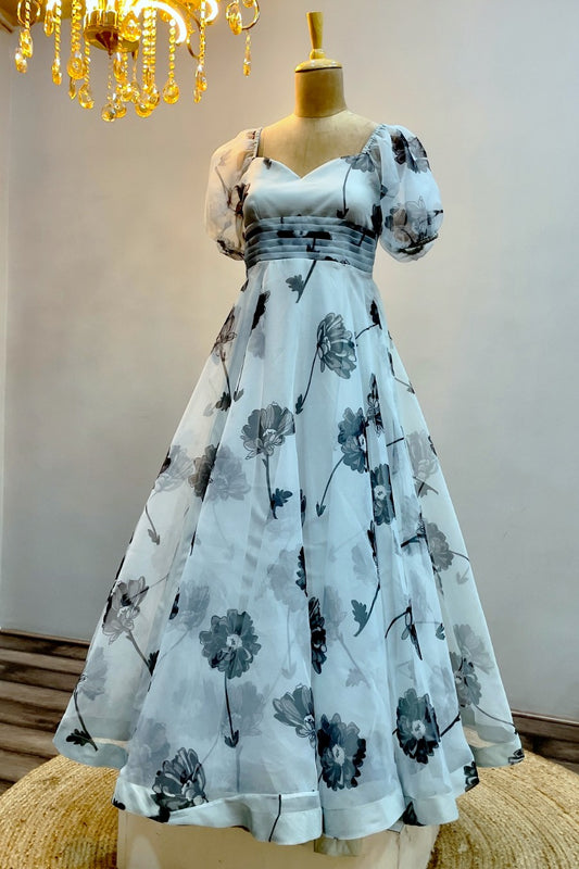 Steel Gray Organza Dress BK659N