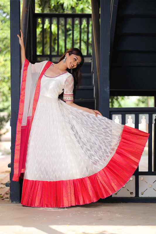 White Majesty Anarkali Dress  BK714N