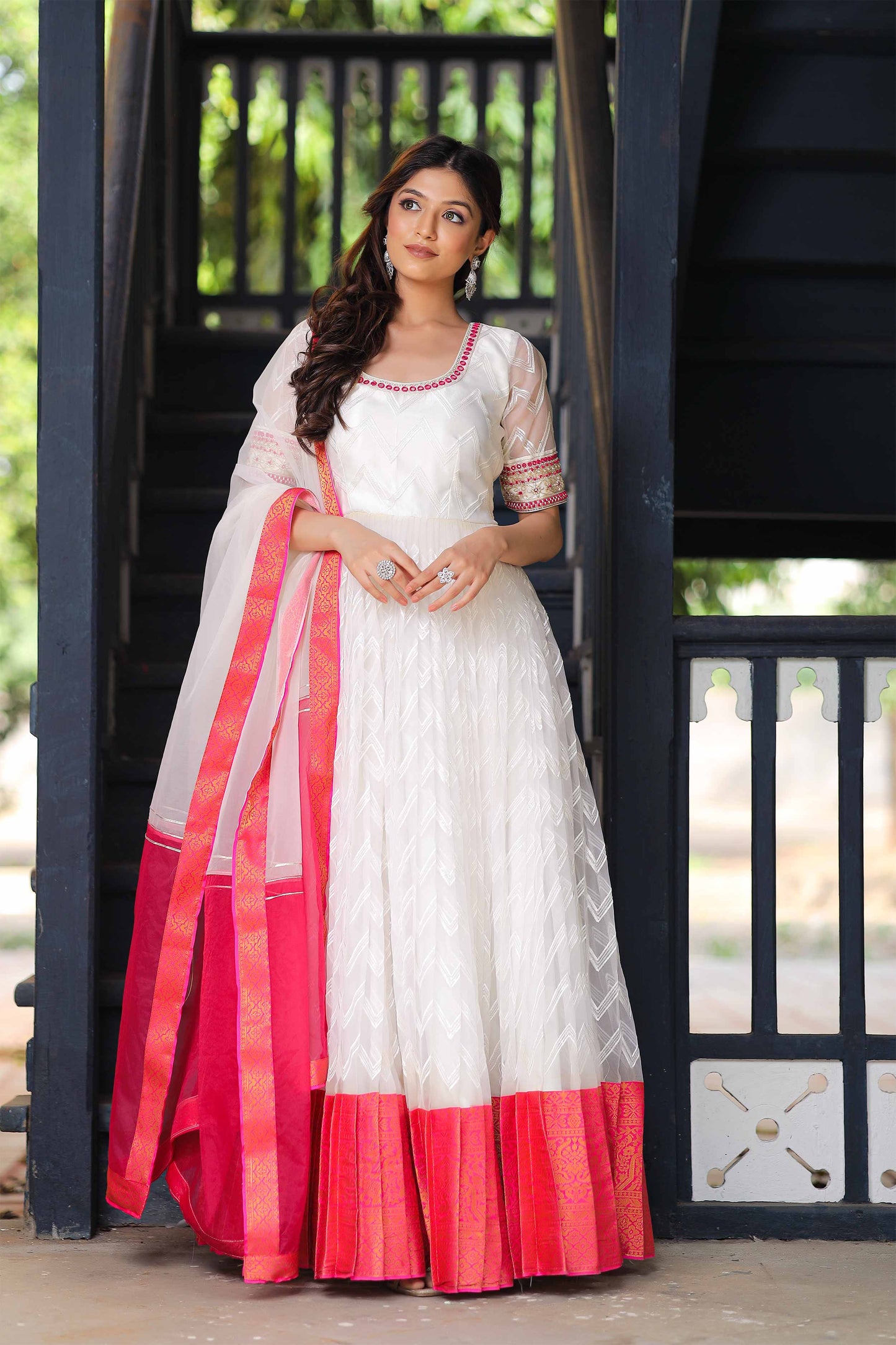 White Majesty Anarkali Dress  BK714N