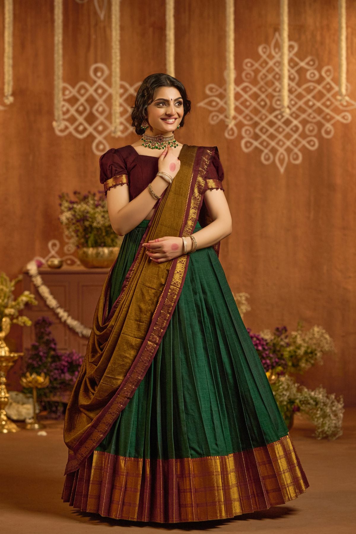 Devara Handloom Lehenga Set in Green  PC1029N