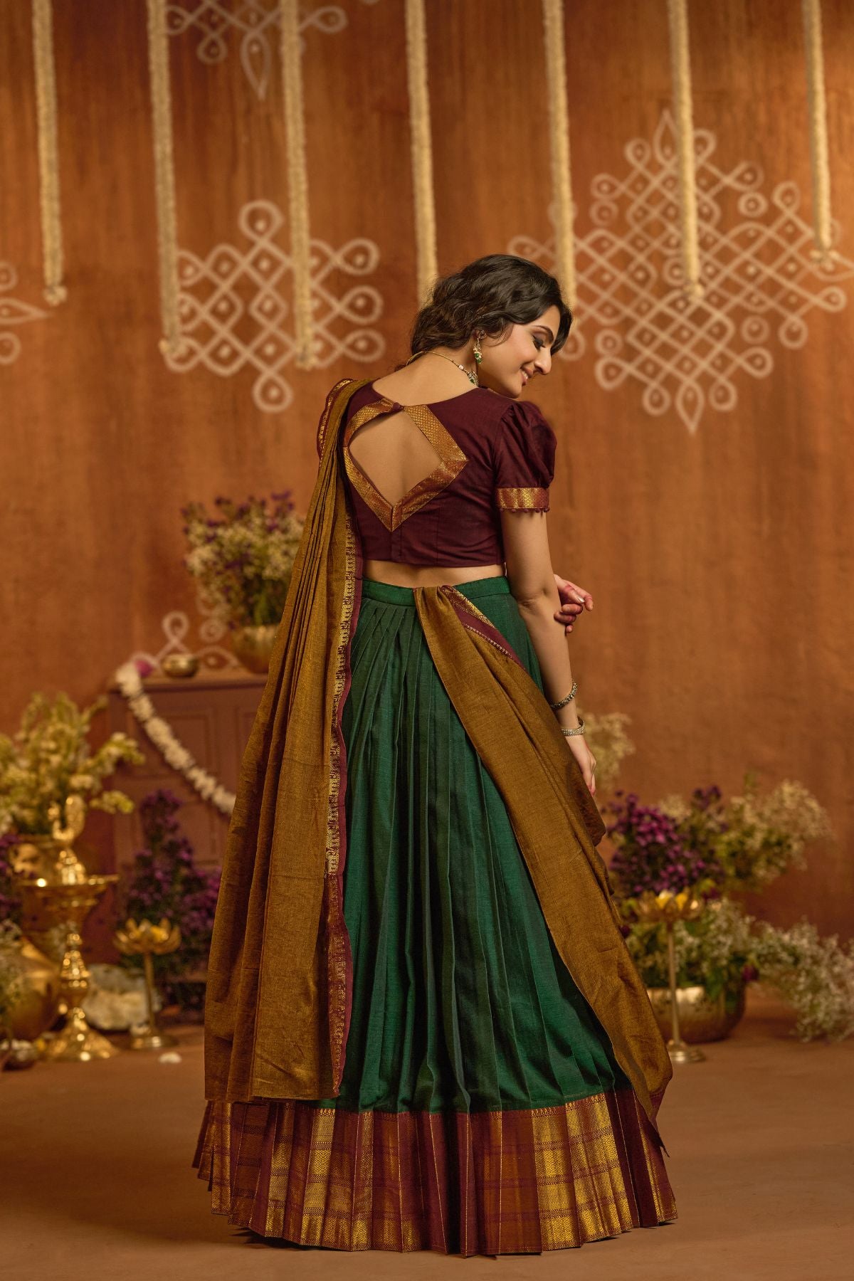 Devara Handloom Lehenga Set in Green  PC1029N