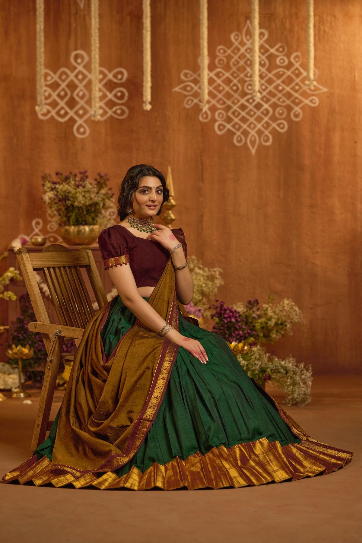 Devara Handloom Lehenga Set in Green  PC1029N