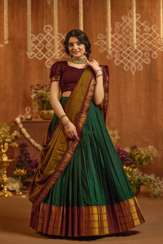 Devara Handloom Lehenga Set in Green  PC1029N