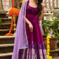 DARK VIOLET ORGANZA MIRROR DRESS BK691N