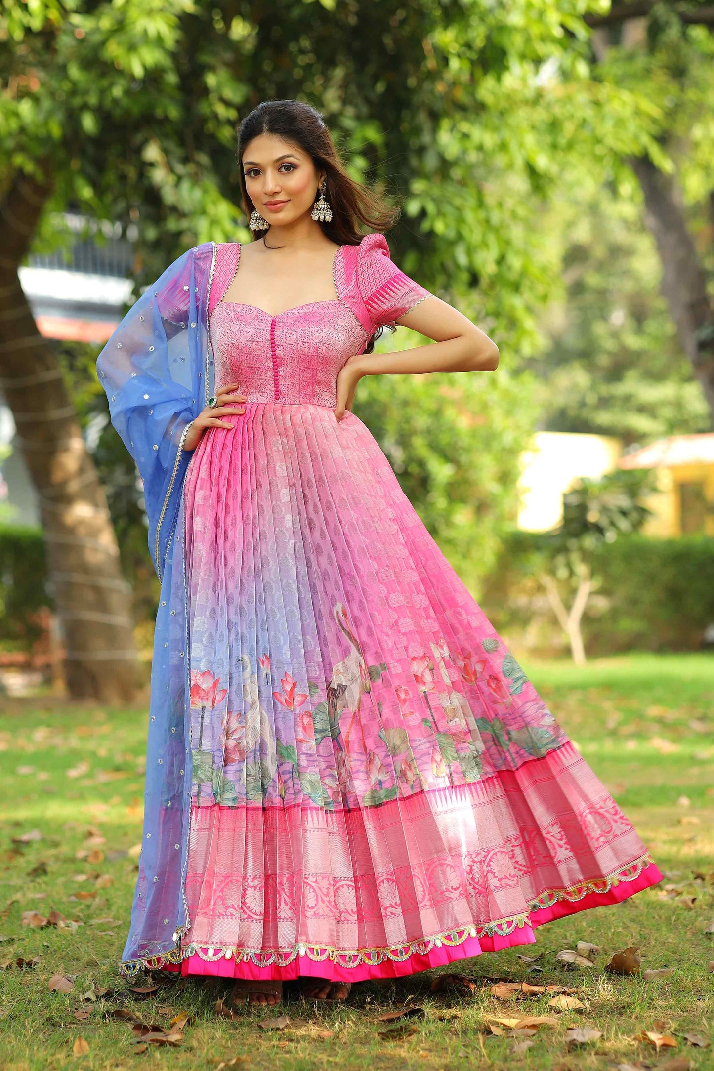 Kalapi Long Banarasi Dress  PC750