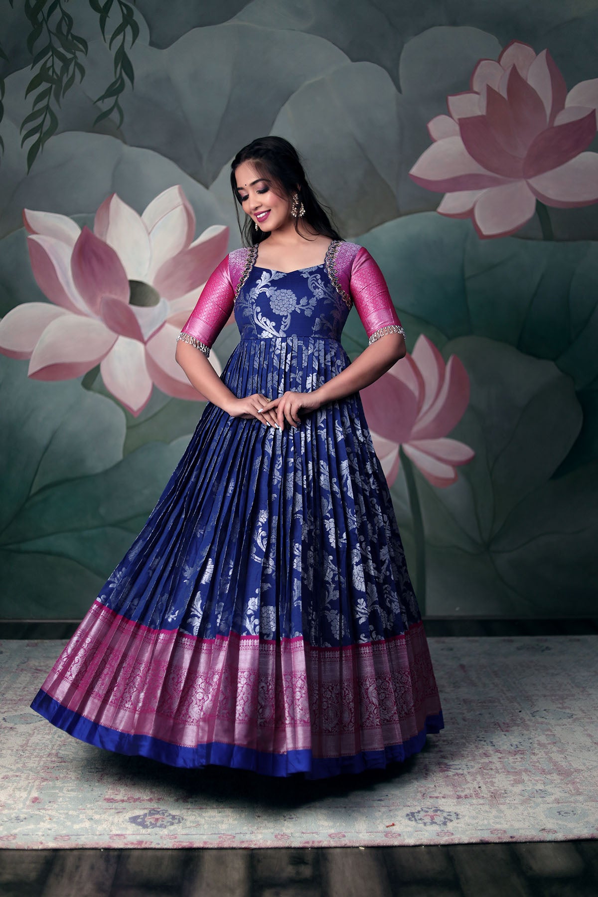 Trending | $26 - $39 - Firozi Readymade Style Banarasi Jacquard Gown and  Firozi Readymade Style Banarasi Jacquard Designer Gown Online Shopping