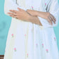 White Pink Embroidery Kurta Pant Set PC16