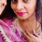 Onion Pink Salsa Tissue Mirror Work Suit Set with Potli | Navaratri Look 02