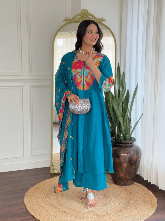 Premium Cotton embroidered suit