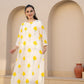 Yellow white  Mul Cotton A Line Kurta Set