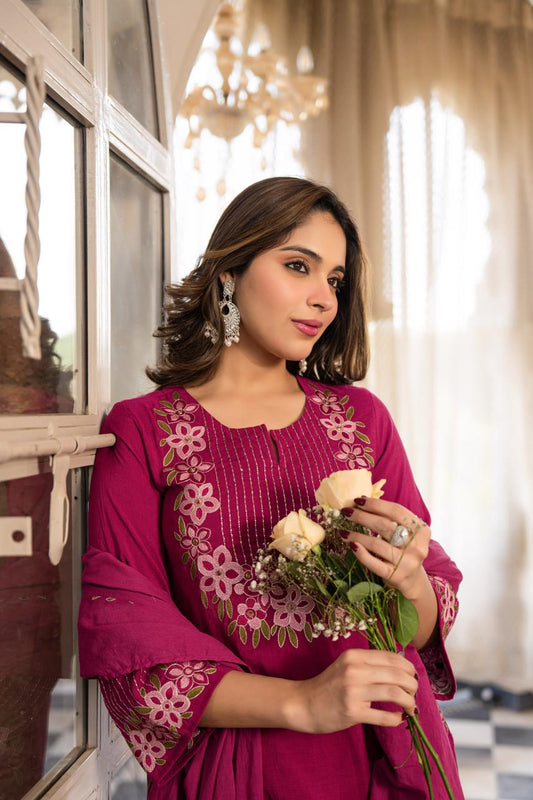 Berry Bloom A-line Suit Set