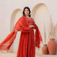 Mul chanderi orange sequence suit