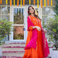 Orange chinnon suit